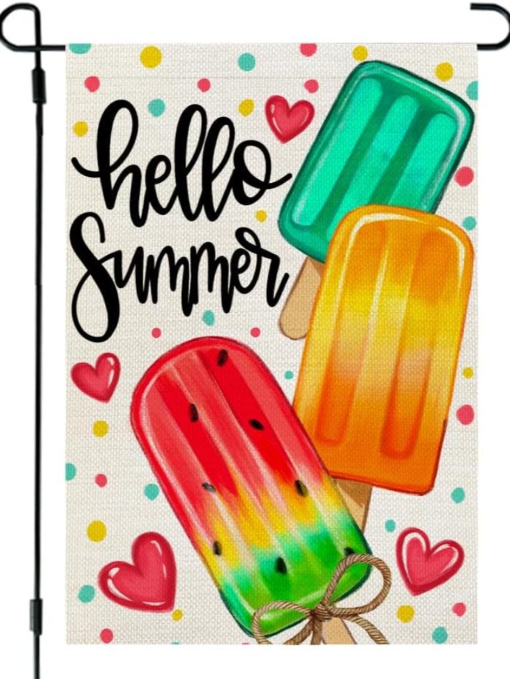 Summer Garden Flag Popsicles Double Sided 12x18 Inches Small Burlap Seasonal Wel